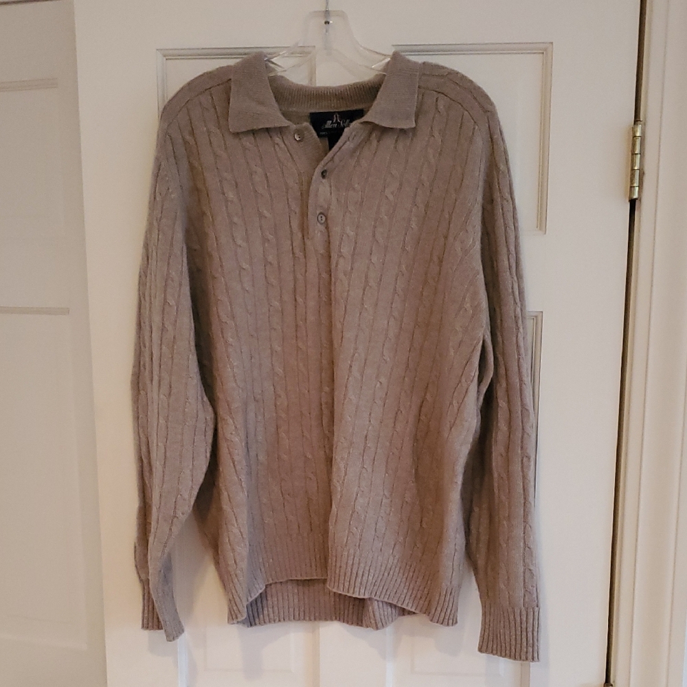CASHMERE..Allen Solly Men's Taupe Cable Sweater. LIKE NEW